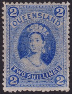 Queensland 1882 #74 2sh Ultramarine vf u vf