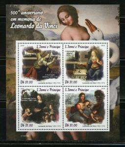 SAO TOME 2019  500th MEMORIAL OF LEONARDO da VINCI  SHEET MINT NH