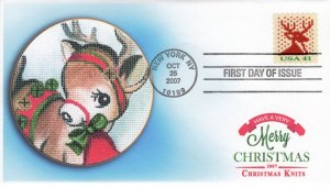 AO-4215, 2007, Holiday Knits, Deer, Standard Postmark, FDC, SC 4215, Add on, Boo