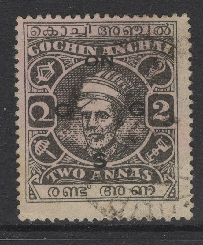 INDIA-COCHIN SGO71 1943 2a BLACK USED