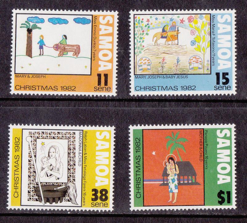 Samoa # 583-586, Christmas, Children's Art, Mint NH