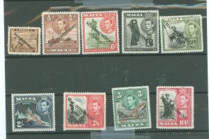 Malta #208/209/216-222 Unused Single