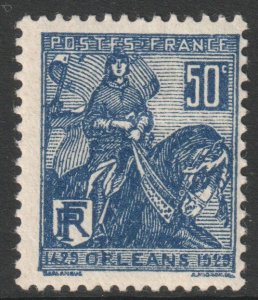 France Scott 245 - SG469, 1929 Joan of Arc 50c MH*