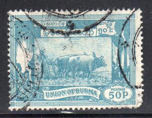 Burma 148 - Used-H - Oxen Plowing Rice Field