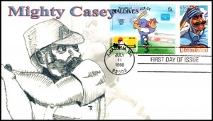 Scott 3083 32 Cents Mighty Casey & Maldives Issue Therome Color FDC 2 Of 7