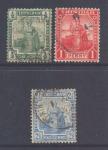 Trinidad Tobago Scott 105/107 - SG146/148, 1909 Britannia Set used