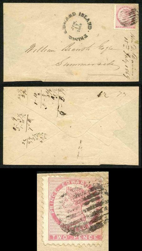 PRINCE EDWARD Is SG22 1862 2d rose compound perf of 11 and 11.5-12 on Cover