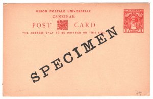 ZANZIBAR Unused Postal Stationery Card 1a SPECIMEN {samwells-covers}MA501