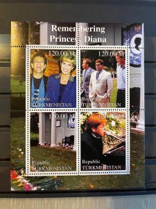 Turkmenistan 2000 : Remembering Princess Diana Elton John - MNH S/S VF