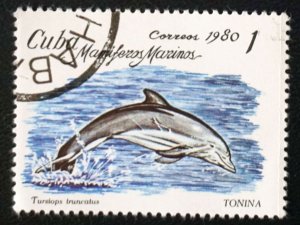 CUBA Sc# 2334 MARINE MAMMALS sea life ocean 1c 1980  used cto