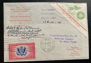 1936 Reynosa Mexico First Rocket Flight Airmail cover To The Silvery Rio Grande