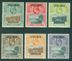 SG 55-60 St Helena 1903. ½d to 2/- set of 7, overprinted specimen. Fine...