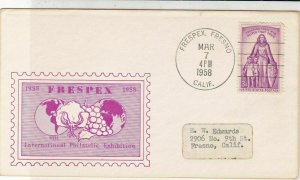 U. S. Frespex International Philatelic Exhibition Illust 1958 Stamp Cover  37636