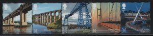 Great Britain 2015 MNH Sc 3380a 1st Bridges Strip of 5