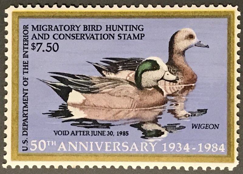 USA #RW51 MNH single, Hunting Permit Stamp, ducks, issued 1984