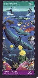 United Nations New York-Sc#604a- id8-unused NH set-Marine Life-Whales-1992-