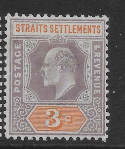 MALAYA STRAITS SETTLEMENTS SG111 1902 3c DULL PURPLE & ORANGE MTD MINT