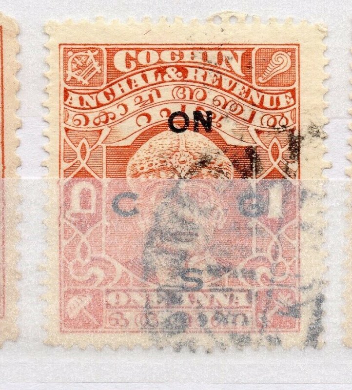 India Cochin 1942-43 Early Issue Fine Used 1a. Optd NW-16241