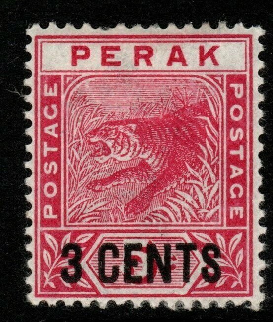 MALAYA PERAK SG65 1895 3c on 5c ROSE MTD MINT