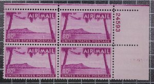 Scott C46 80 Cents Hawaii Plate Block Of 4 MNH UR #24593 SCV $19.00