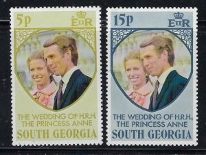 South Georgia 37-38 MNH 1973 Princess Anne Wedding (fe8159)