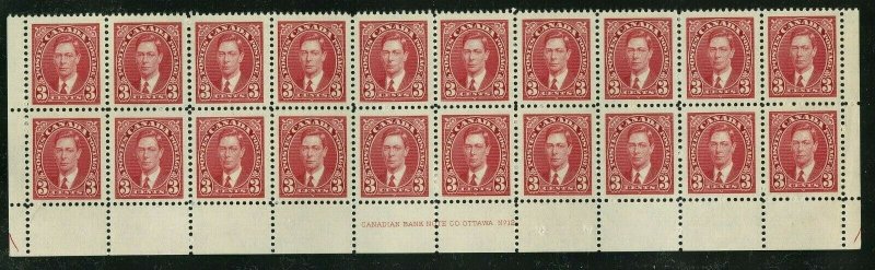 #233 EXPERIMENTAL Plate Block #12 LOWER blk of 20 VF MNH Cat$270 Canada mint