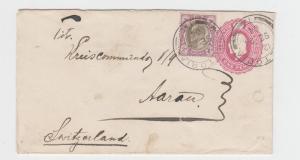 TRANSVAAL TO SWITZERLAND 1904 1d ENVELOPE (2d ADDED) H&G#B4 (SEE BELOW)