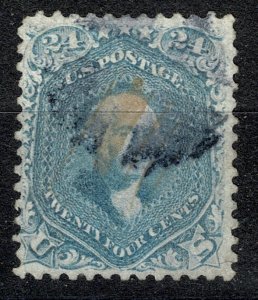 U.S.A. 1862-66 24c STEEL-BLUE (SHADES) USED (VFU) CERTIFICATION P.12 SG66c