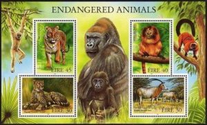 Ireland 1156a, MNH. Mi Bl.29-I. Endangered Animals 1998. Cheetah,Oryx,Lion,Tiger