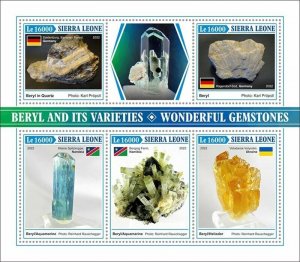 Sierra Leone - 2022 Beryl Varieties, Gemstones - 4 Stamp Sheet - SRL220203a