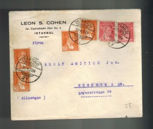 1934 Istanbul Turkey Cover to Munich Germany Judaica Leon Cohen