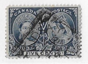 Canada Sc #54 5c Jubilee used with Lindsay squared circle VF