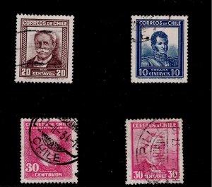 Chile Scott #181-83 & 185, Singles 1931-34 FVF Used