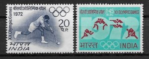 1972 India 554-5 complete Olympics set of 2 MNH