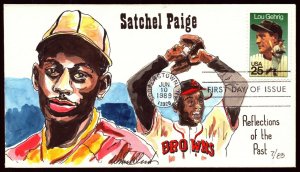 Scott 2417 25 Cents Lou Gehrig Wild Horse Hand Painted FDC Satchel Paige 7 Of 85