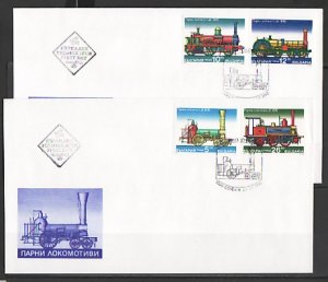 Bulgaria, Scott cat. 3955-3958. Antique Trains issue. 2 First day covers.