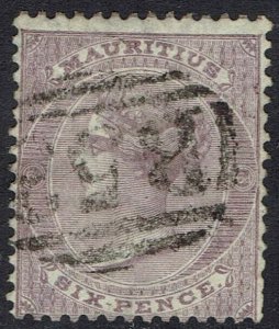 MAURITIUS 1863 QV 6D WMK CROWN CC USED