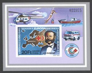 1981 HUNGARY 1981 HENRY DUNANT RED CROSS CENTENNARY IMPERF S/S SCOTT 2695 MNH