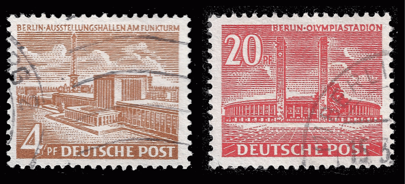 Germany, West Berlin 1953 buildings, Sc 9N101-02 used very fine