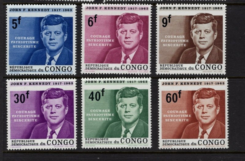 Congo (DR) #514-19 VFMNH 1964 Kennedy set CV $5.00