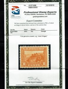 Scott #400A VF-OG-NH. With 2019 PSE certificate. SCV - $390.00 A Showpiece