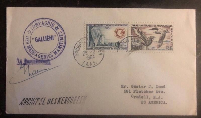 1964 Kerguelen Australia cover French Antarctic Territory To Oradell NJ USA