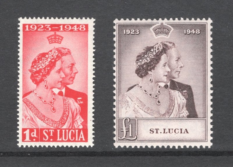 St. Lucia, Scott #129-130 VF, Unused, Silver Wedding, CV $22.25 ..... 6010090