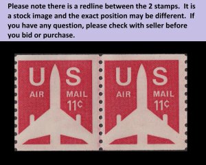 US C82 Airmail Silhouette of Jet 11c coil line pair (2 stamps tagged) MNH 1971