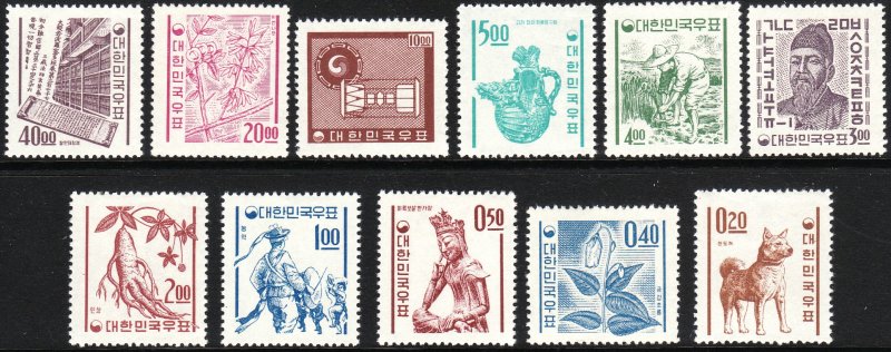 1962 - 1963 Korea complete set MLMH Sc# 360 / 370 CV $210.70