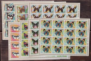 Equatorial Guinea 1976 Butterflies in imperforate sheets of 16, MNH