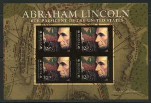 BEQUIA  16th   PRESIDENT ABRAHAM LINCOLN  IMPERF SHEET  II   MINT NH