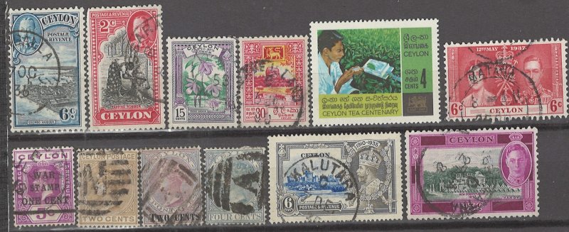 COLLECTION LOT # 3144 CEYLON 12 STAMPS 1872+ CV+$12