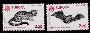 France # 2009-2010, Europa - Civet Cat & Bat, Mint NH, 1/2 Cat.