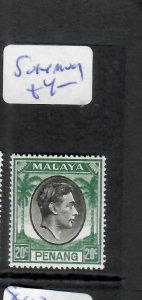 MALAYA PENANG  (P2709B)  KGVI  20C  SG 14      MOG 